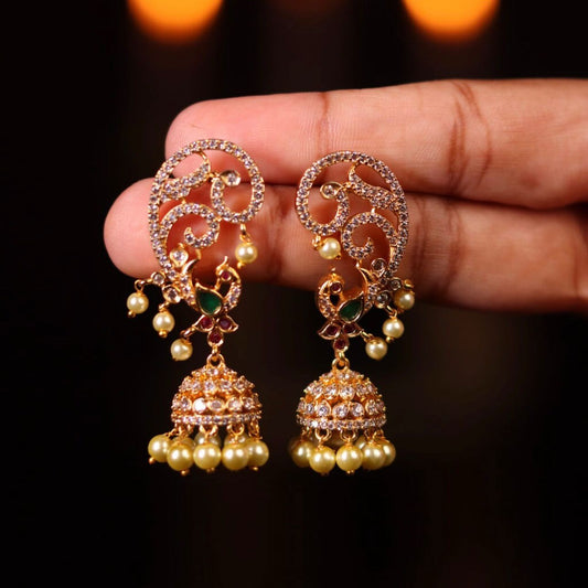 Mayil Thogai AD Stone Jhumka J001-CR34
